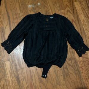 Express Black Lace Detail Bodysuit